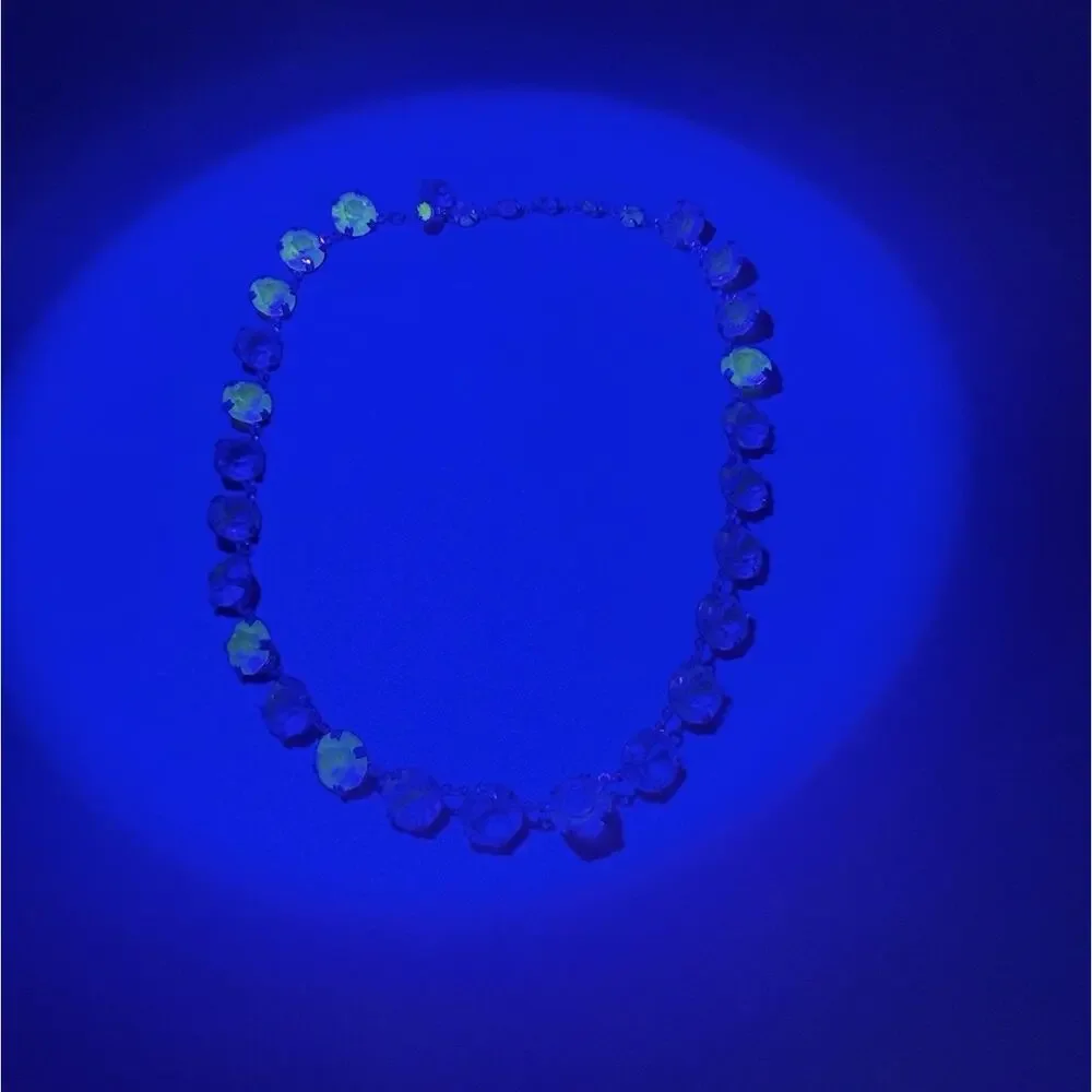Antique Art Deco Mixed UV Reactive Glass Rivière Necklace Uranium Manganese UV - Picture 10 of 16